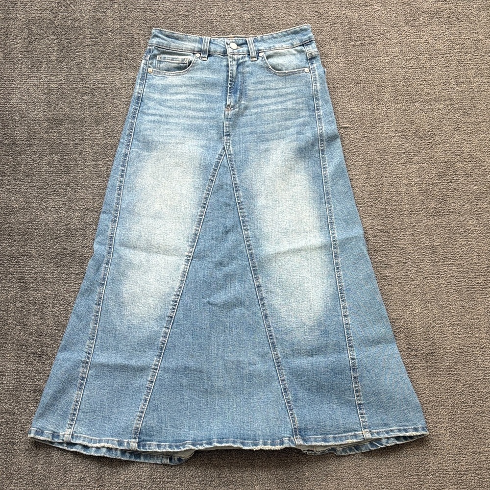 Oat New York Light Blue Denim Maxi Skirt